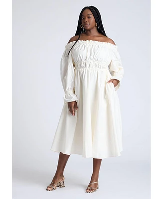 Eloquii Plus Off The Shoulder Ruffle Maxi Dress