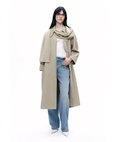 Nocturne Women's Shawl-Designed Trench Coat