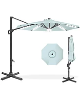 Best Choice Products 10ft 360-Degree Solar Led Lit Cantilever Patio Umbrella, Outdoor Hanging Shade