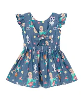 Frozen Toddler Girls Disney Minnie Mouse Mickey Daisy Lilo & Stitch Princess Belle Ariel Chambray Skater Dress to