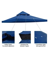 Yescom 10x10Ft UV30+ Gazebo Replacement Top for 2 Tier Outdoor Canopy Cover Patio Backyard Party Deck Event Navy Blue