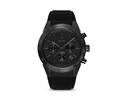 Vincero Men's Rogue Chronograph Watch Gunmetal with Red Accents & Silicone Strap