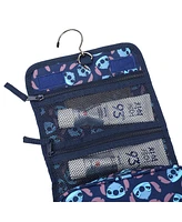 Disney Stitch Character Heads All-Over Print Blue 8.2" Folding Hanging Toiletry Kit