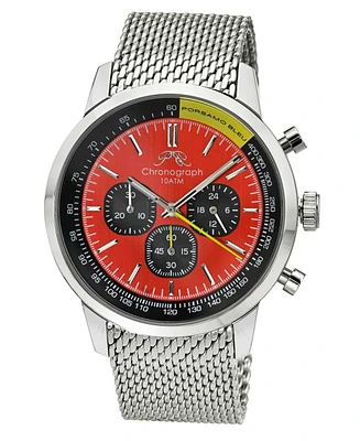 Simon Stainless Steel Chronograph Silver Tone & Black and Red Men's Watch 1322BSIS