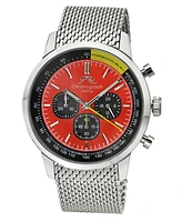 Simon Stainless Steel Chronograph Silver Tone & Black and Red Men's Watch 1322BSIS