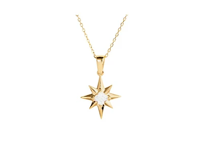 North Star Pendant Necklace in 14K Gold Over Sterling Silver