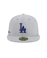 New Era Men's Gray Los Angeles Dodgers 2025 Mlb Clubhouse 59FIFTY Fitted Hat