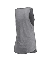 Fanatics Women's Heathered Gray Los Angeles Lakers Quality Time Open Scoop Neck Tri-Blend Tank Top