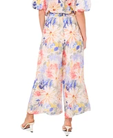 Vince Camuto Women's Floral-Printed Angled-Hem Wide-Leg Pants