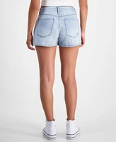 Indigo Rein Juniors' Gingham-Panel Mom Shorts