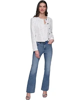Karl Lagerfeld Paris Women's Button-Front Sequin Collarless Jacket