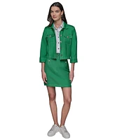 Karl Lagerfeld Paris Women's Linen-Blend 3/4-Sleeve Jacket