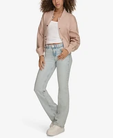 Levi's Women's Ribbed-Edge Cropped Denim Bomber Jacket