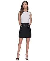 Karl Lagerfeld Paris Women's Linen-Blend A-Line Skirt