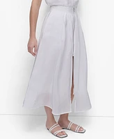 Dkny Women's Zip-Front Tech Midi Skirt