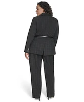Calvin Klein Plus Windowpane Belted Jacket