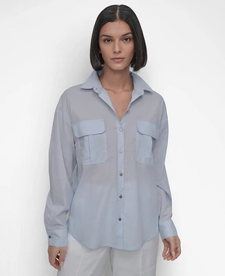 Dkny Women's Voile Long-Sleeve Button-Front Shirt