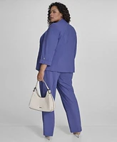 Calvin Klein Plus Size Open Front 3 4 Sleeve Blazer Printed V Neck Sleeveless Top Lux Modern Fit Wide Leg Pants