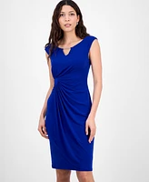 Connected Women's Gathered Faux-Wrap Sheath Dress