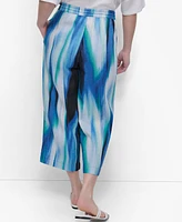 Dkny Women's Cropped Printed Linen Pull-On Pants