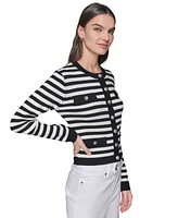 Karl Lagerfeld Paris Women's Four-Pocket Stripe Cardigan