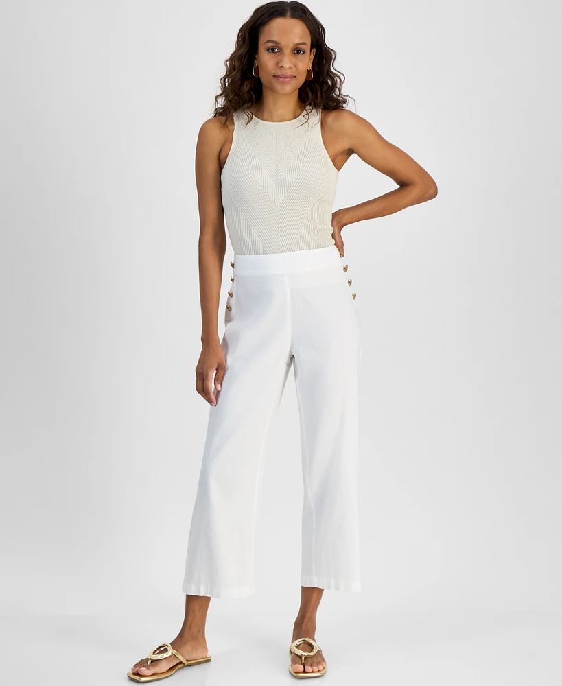 I.n.c. International Concepts Petite Linen-Blend High-Rise Wide-Leg Pants, Created for Macy's
