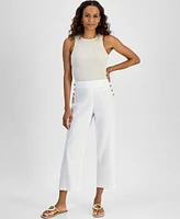I.n.c. International Concepts Petite Linen-Blend High-Rise Wide-Leg Pants, Created for Macy's