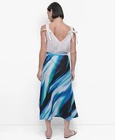 Dkny Women's Printed Fringe-Seam Midi Skirt