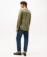Tommy Hilfiger Men's Pigment-Dyed Linen Button-Down Long Sleeve Shirt
