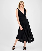 Rachel Roy Women's Estelle Knot-Shoulder Ruched Midi Dress