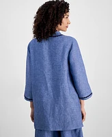 Charter Club Petite Embroidered Linen Tunic, Exclusively at Macy's