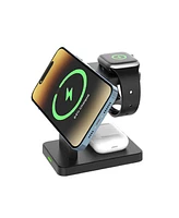 Brookstone 3-In-1 Wireless Charging Station for Phone, Apple Watch, and Airpods with 4ft Cable