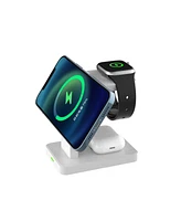 Brookstone 3-In-1 Wireless Charging Station for Phone, Apple Watch, and Airpods with 4ft Cable