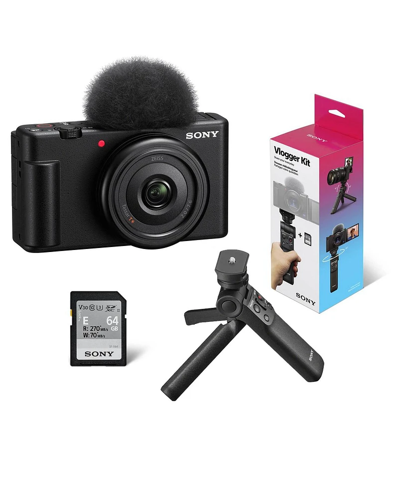 Sony Zv-1F Vlogging Camera, Black with ACCVC1 Vlogger Accessory Kit