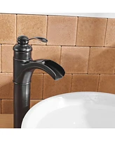 Waterfall Single Hole Single-Handle Vessel Bathroom Faucet With Pop-up Drain Assembly in Oil Rubbed Bronze