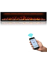 Smart 88" Wall-Mounted Electric Fireplace with Realistic Flame Effects, Dual Heating, and Alexa Compatibility