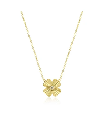 The Lovery Fluted Gold Single Four Leaf Clover Necklace 14K Gold