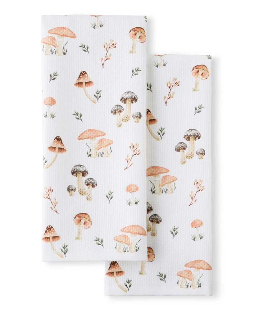 Fiesta Mushrooms Cotton Kitchen Towel Set, 16" x 28"