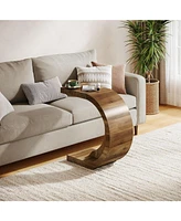 Tribesigns C-Shaped End Table, Wood Side Table for Couch Sofa Living Room Bedroom Small Space, Rustic Brown