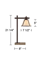 Maricopa Rustic Farmhouse Desk Table Lamp with Usb and Ac Power Outlet in Base 21.25" High Bronze Wood Mica Shade for Living Room Bedroom House Bedsid