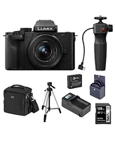 Panasonic Lumix Dc-G100D Mirrorless Camera with G Vario 12-32mm f/3.5-5.6 Asph Ois Lens and Tripod Grip, Bundle with Tripod, Battery, 128GB Memory Car