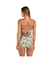 Sunshine 79 Women's One Piece Swimsuit Jungle Jive V Plunge