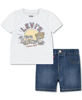 Levi's Baby Graphic T-Shirt & Denim Shorts, 2 Piece Set