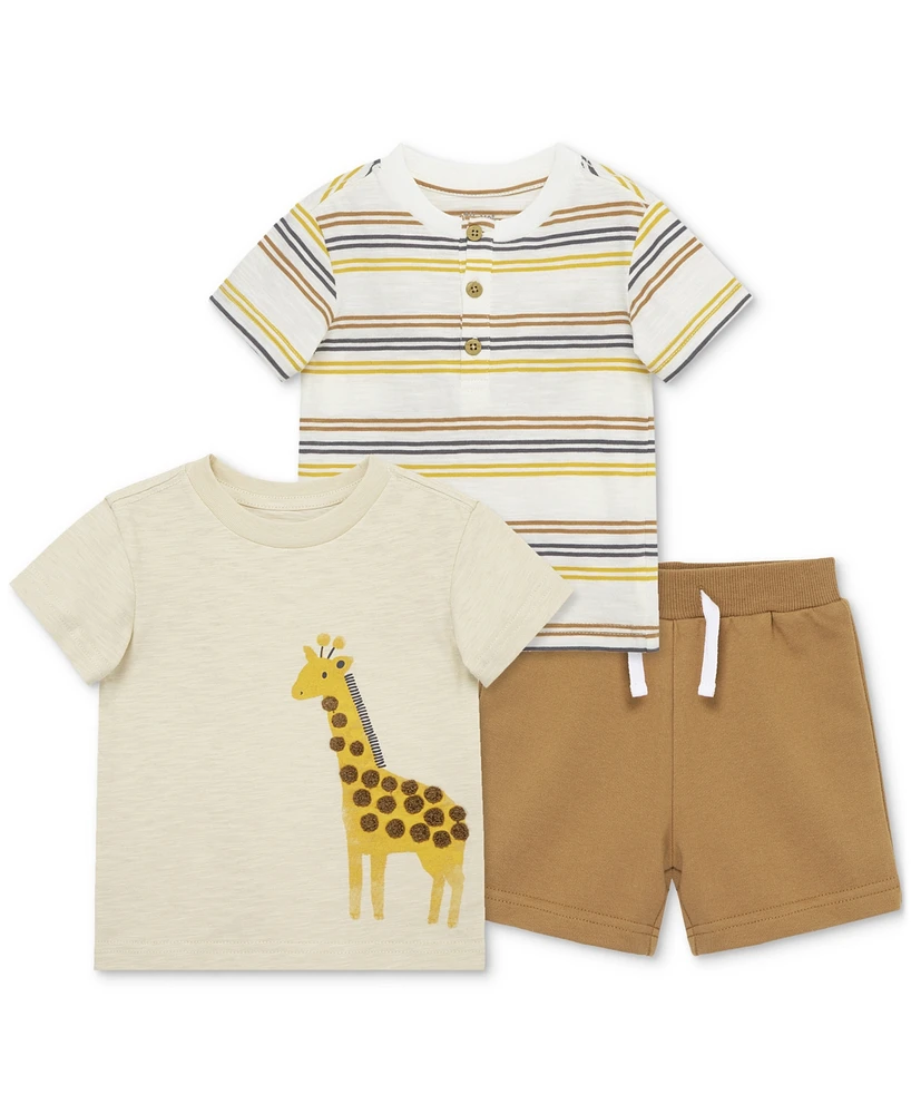 Little Me Baby Boys 3-Pc. Giraffe T-Shirts & Shorts Play Set