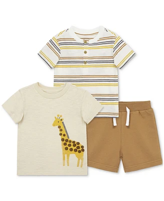 Little Me Baby Boys 3-Pc. Giraffe T-Shirts & Shorts Play Set