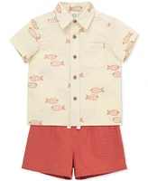 Little Me Baby Boys 2-Pc. Fish Seersucker Button-Down Shirt & Shorts Set