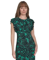 Tommy Hilfiger Women's Printed Ruffle-Sleeve Midi Dress