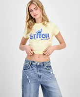 Disney Juniors' Stitch Beachy Short-Sleeve Side-Cinch Tee