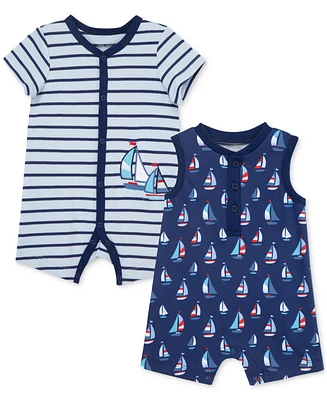 Little Me Baby Boys Sailboats Rompers, Pack of 2