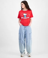 Love Tribe Juniors' Hello Kitty Fireworks Graphic-Print Crewneck Tee